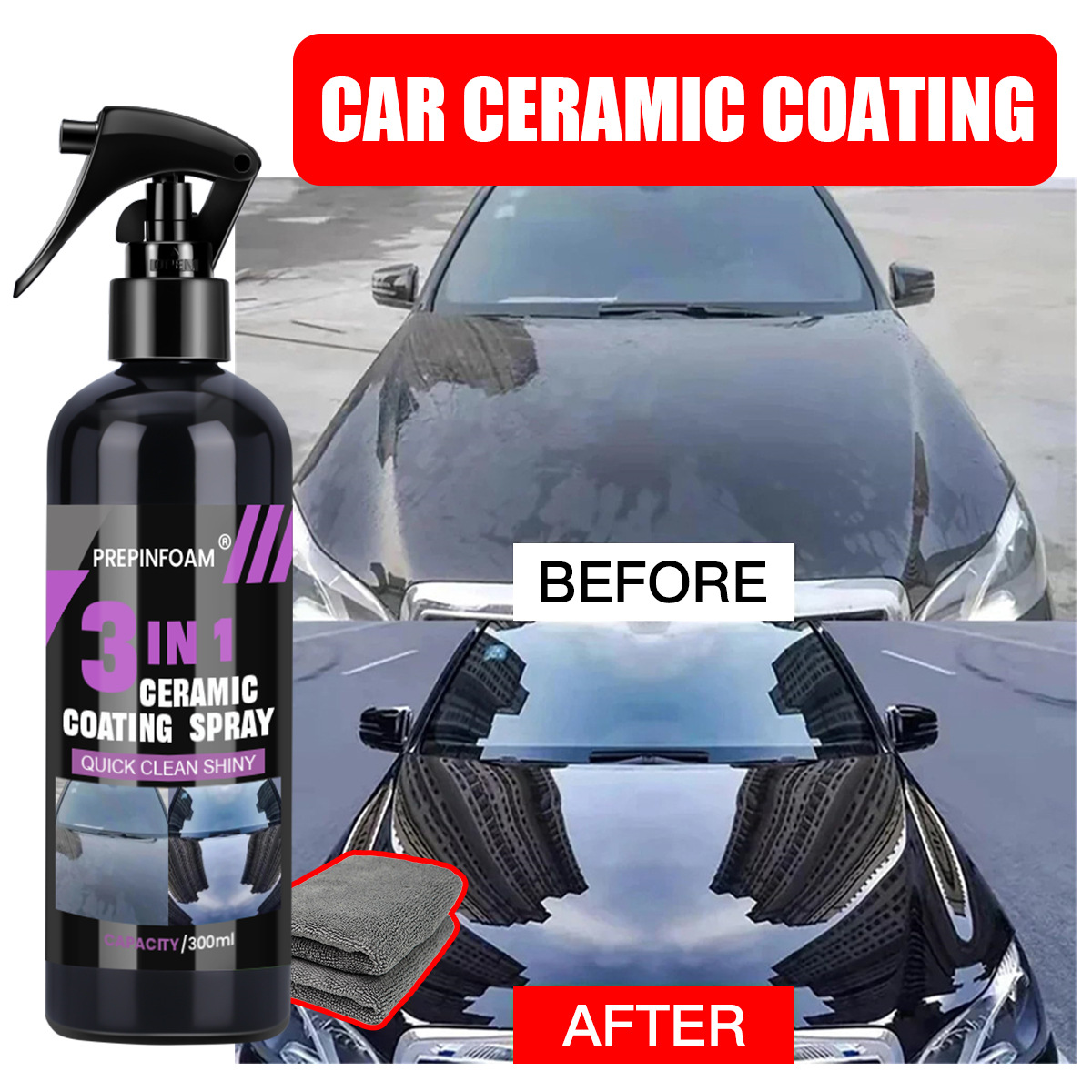 Car Wax Ceramic Coating - Spray de Limpeza Rápida para Remover